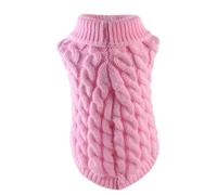 Classic Solid Dog Sweater for Small Dogs - Winter Warm Knitted Puppy Pullover Jumper for Chihuahua, Yorkshire Terrier, Schnauzer - Cozy Christmas Pet Clothes with Neck(Pink,XS-suit 0.6-1.5kg)