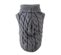 Classic Solid Dog Sweater for Small Dogs - Winter Warm Knitted Puppy Pullover Jumper for Chihuahua, Yorkshire Terrier, Schnauzer - Cozy Christmas Pet Clothes with Neck(Gray,M-suit 2.5-4kg)
