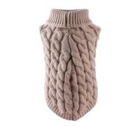Classic Solid Dog Sweater for Small Dogs - Winter Warm Knitted Puppy Pullover Jumper for Chihuahua, Yorkshire Terrier, Schnauzer - Cozy Christmas Pet Clothes with Neck(Khaki,XL-suit 5-6.5kg)