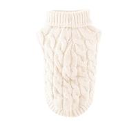 Classic Solid Dog Sweater for Small Dogs - Winter Warm Knitted Puppy Pullover Jumper for Chihuahua, Yorkshire Terrier, Schnauzer - Cozy Christmas Pet Clothes with Neck(White,XL-suit 5-6.5kg)