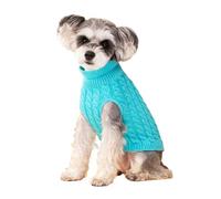 Classic Solid Dog Sweater for Small Dogs - Winter Warm Knitted Puppy Pullover Jumper for Chihuahua, Yorkshire Terrier, Schnauzer - Cozy Christmas Pet Clothes with Neck(Blue,M-suit 2.5-4kg)