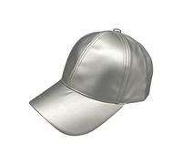 Classic Solid Shiny Plain PULeather Retro Baseball Cap Trucker Dad Cap Classsic Breathable Adjustable Sun Visors Golf Tennis Simple Outdoor Unisex Silver One Size