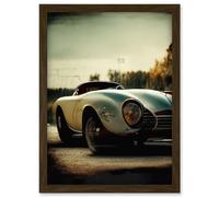 Classic Sports Car Cinematic Beauty Shot Nostalgic Print Artwork Framed Wall Art Print A4 Artery8 Brown One Size
