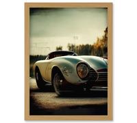 Classic Sports Car Cinematic Beauty Shot Nostalgic Print Artwork Framed Wall Art Print A4 Artery8 Light Oak One Size