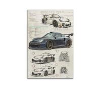 Classic Sports Car Design Scripts Poster 911 996 GT3 RS Racing Super Car Decorative Painting Canvas Modern Art Picture 20x30inch(50x75cm)