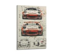 Classic Sports Car Design Scripts Poster 911 997 GT3 RS Racing Super Car Decorative Painting Canvas Modern Art Picture 12x18inch(30x45cm)