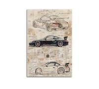 Classic Sports Car Design Scripts Poster 911 997 GT3 RS Racing Supercar Artwork Decorative Painting Canvas Modern Art Picture 20x30inch(50x75cm)