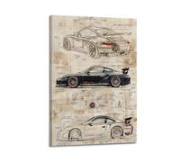 Classic Sports Car Design Scripts Poster 911 997 GT3 RS Racing Supercar Artwork Decorative Painting Canvas Modern Art Picture 20x30inch(50x75cm)