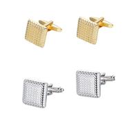 Classic Square Cufflinks for Men, Plaid Cufflinks, Laser Cuff Links, Brass Rivets for Tuxedo and Shirt, Luxury French Cufflinks, Best Man Cufflinks, Wedding Cufflinks Gifts (Gold)