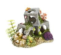 CLASSIC Stacked Cubic Habitats with Plants 185mm - Decorative ornament for aquariums