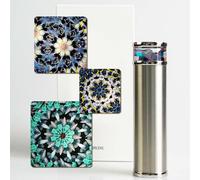 Classic Stainless Steel Handmade Kaleidoscope,5.3” Gentleman Full Visual Natural Agates Gems Crystals and Healing Stones Core Box,Anniversary Birthday Christmas Thanks Giving New Year Present Gift