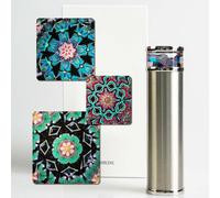 Classic Stainless Steel Handmade Mini Kaleidoscope,5.3” Knight Full Visual Natural Agates Gems Crystals and Healing Stones Core Box,Anniversary Birthday Christmas Thanks Giving New Year Present Gift