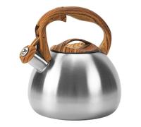 Classic Stainless Steel Whistling Kettle 3.2 Quart - Brushed Metal Finish with Wooden Handle, Stovetop Water Boiler for Home & Kitchen, Loud Alert Whistle & Drip-Free Spout (Silver)