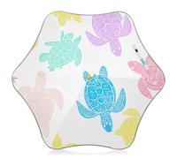 Classic Stick Kids Umbrella Girls Strong Spf 50+ Sun Umbrellas Uv Protection Toddlers Boy Umbrellas for Rain Pastel Sea Turtles White