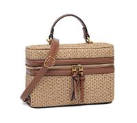 Classic Straw Satchel Crossbody Purse For Women, Chic Mini Box Purses and Handbags, Women Beach Bag And Top Handle Bags, Brown