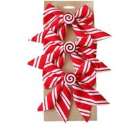 Classic Striped Xmas Bow Ornament for Wreaths 30cm(C)