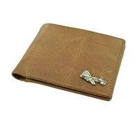 Classic Style Brown Genuine Leather Wallet with a Lancaster Bomber War Plane Pilot Aeroplane Aircraft Emblem