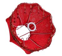 Classic Style E27 Red Cloth Bead Lace Lamp Shade | European Vintage Design, Iron Frame and Scallop Dome Shape, for Wall Lamps and Pendant Decor Random Style
