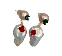Classic style Freshwater Pearl Crystal Earrings Potato White Coin Pearl Crystal Cluster