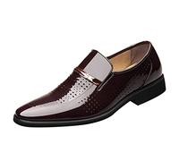 Classic Style Mens Leather Shoes Fashion Hollow Out Metal Strip Decoration Business Casual Footwear for Men Comfortable Durable (Brown, 5.5)