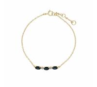 Classic Style Oval Sapphire & Diamond Bracelet in 9ct Yellow Gold Gemondo Blue 7 inches