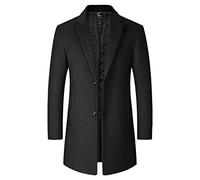 Classic Stylish Men's Long Overcoat Wool Blend Classic Tailored Fit 3/4 Mid Length Coat Jacket Business Casual Smart Outwear Lapel Collar Casual Outdoor Warm Peacoat Long Pea Coat Tuch Jacket