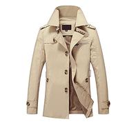 Classic Stylish Trench Coat Men Lightweight Winter Outwear Windbreaker Outdoor Casual Overcoats With Pockets Trench Jacket Single Breasted Pea Jacket Mid Length Work Jacket L-4Xl