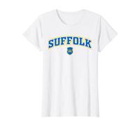 Classic Suffolk Pride Crowns Arrows Shield Graphic Value Graphic T-Shirt, Women, White, M