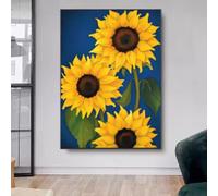 Classic Sunflower Canvas Painting Pop Wall Art Painting Plants Flowers Posters Prints Pictures Home Decor 60x90cmx2 frame