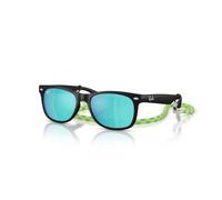 Ray-Ban Rj9052s New Wayfarer Square Sunglasses, Rubber Black/Light Green Mirror Blue, 47 mm