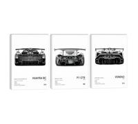 Classic Supercar Poster Wall Art, Modern Cool Racing Lamborghini Mclaren Pagani Sports Car Art Prints For Man Cave Boys Room Canvas Wall Aesthetics Decor (8x12in Framed, 3 Set)
