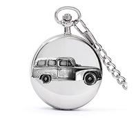Classic Swedish car 210 Duet Estate ref285 Pewter Effect Design on a Polished Silver case Men's Gift Quartz Pocket Watch fob