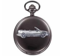 Classic Swedish car 9.3 Convertible ref228 Pewter Effect Design on a Polished Black case Men's Gift Quartz Pocket Watch fob