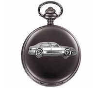 Classic Swedish Car 9.5 4 Door Saloon ref230 Pewter Effect Design on a Polished Black case Men's Gift Quartz Pocket Watch fob