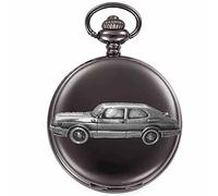 Classic Swedish car 900 Saloon ref213 Pewter Effect Design on a Polished Black case Men's Gift Quartz Pocket Watch fob