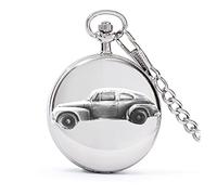 Classic Swedish car PV444 ref280 Pewter Effect Design on a Polished Silver case Men's Gift Quartz Pocket Watch fob