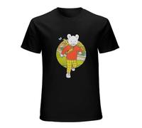Classic T for Men Rupert Bear Casual Tee Shirt Crewneck 100% Cotton Short Sleeve T-Shirt Black M
