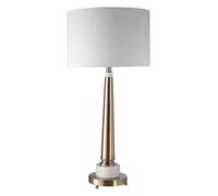 Classic Table Lamp With Antique Brass Tapered Stand, White Marble Base & Linen Shade, Elegant Iron Lighting Premier Housewares Gold One Size