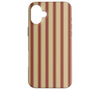 Classic Tan Beige Rust Red French Ticking Stripes Farmhouse Case for iPhone 16 Plus