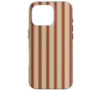 Classic Tan Beige Rust Red French Ticking Stripes Farmhouse Case for iPhone 16 Pro