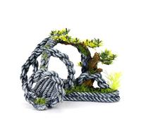 CLASSIC Tangled Rope with Plants Aquarium Ornament - Nautical-Style Fish Tank Decoration with Swim-Throughs - 187x140x137mm