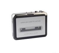 Classic Tape Recorder Portable Cassette to Digital Converter USB Audio Player for Car AUX Jack Silver 16x11cm