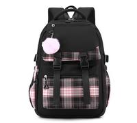 Classic Tartan Casual Daypack for Girls, Teens Elementary School Backpack, Primary Book Bags for Teens, School Bag for Girls, Bookbags Rucksack for School College Travel(Black)