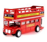 Classic Taxi Bus Double Decker Red Bus Models Toy Metal Die Cast Free Wheeling Action Toy Models Pull Back City Bus ModelsToy Accessories for Kids and Collectors -E