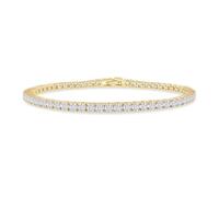 Classic Tennis Bracelet for Women with 3mm Lab Created Moissanite Dainty Stackable Cuff Gold Bracelets for Her Size 6.5-7.5 Inch in 18K Gold Plated Gift For Her, 6.5 INCH, Yellow Gold, moissanite