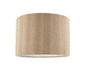 Classic Textured Oatmeal Linen Fabric Drum Lamp Shade with Soft Taupe Cotton Lining | 30cm x 20cm | Unique Triple Pattern Design by Happy Homewares