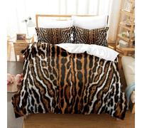 Classic Tiger Print Duvet Cover Set Single,Ultra Soft Comfortable Microfiber Bedding Set,Safari Animals Tiger Fur Hide Spot Pattern Quilt Cover for Boys Girls Kids