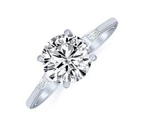 Classic Timeless Simple Round AAA CZ Brilliant Cut Round Solitaire Engagement Ring For Women Baguette Side Stones Thin Band .925 Sterling Silver