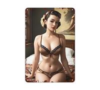 Classic Tin Plate Retro Pinup Girl Vintage Metal Sign for Home Bedrooms Kitchen Bars Pubs Garages Gardens Patios Porches - 8x12 Inch