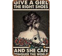 Classic Tin Sign 8X12 inches Roller Skating Give a Girl The Right Shoes and she can Conquer The World Poster Vintage Tin Sign Kids Room Decor Kids Decor